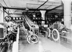 Early Model T assembly at Highland Park Plant.
